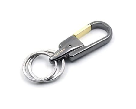 Omuda Stylish Hook Locking Silver Metal Double Ring Hook Metal Key Chain