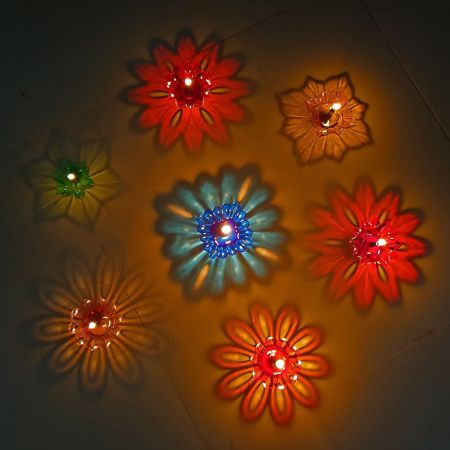 TRANSPARENT MULTI SHAPE REFLECTION DIYA ( SET OF 24)