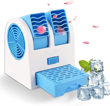 Mini Cooler AC USB and Battery Operated Air Mini Water Air Cooler Cooling Fan Duel Blower with Ice